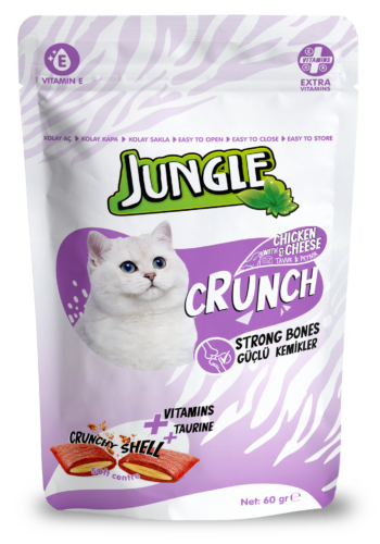 JUNGLE Хрустящее лакомство с начинкой для кошек “Сильные кости” (курица, сыр) 60г