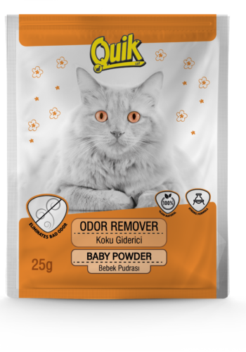 QUIK Устранитель запаха для кошачьего лотка (детская пудра) 25г