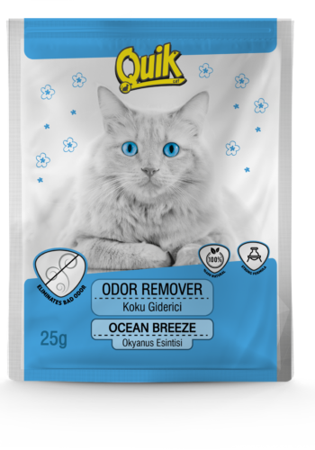 QUIK Устранитель запаха для кошачьего лотка (океанский бриз) 25г