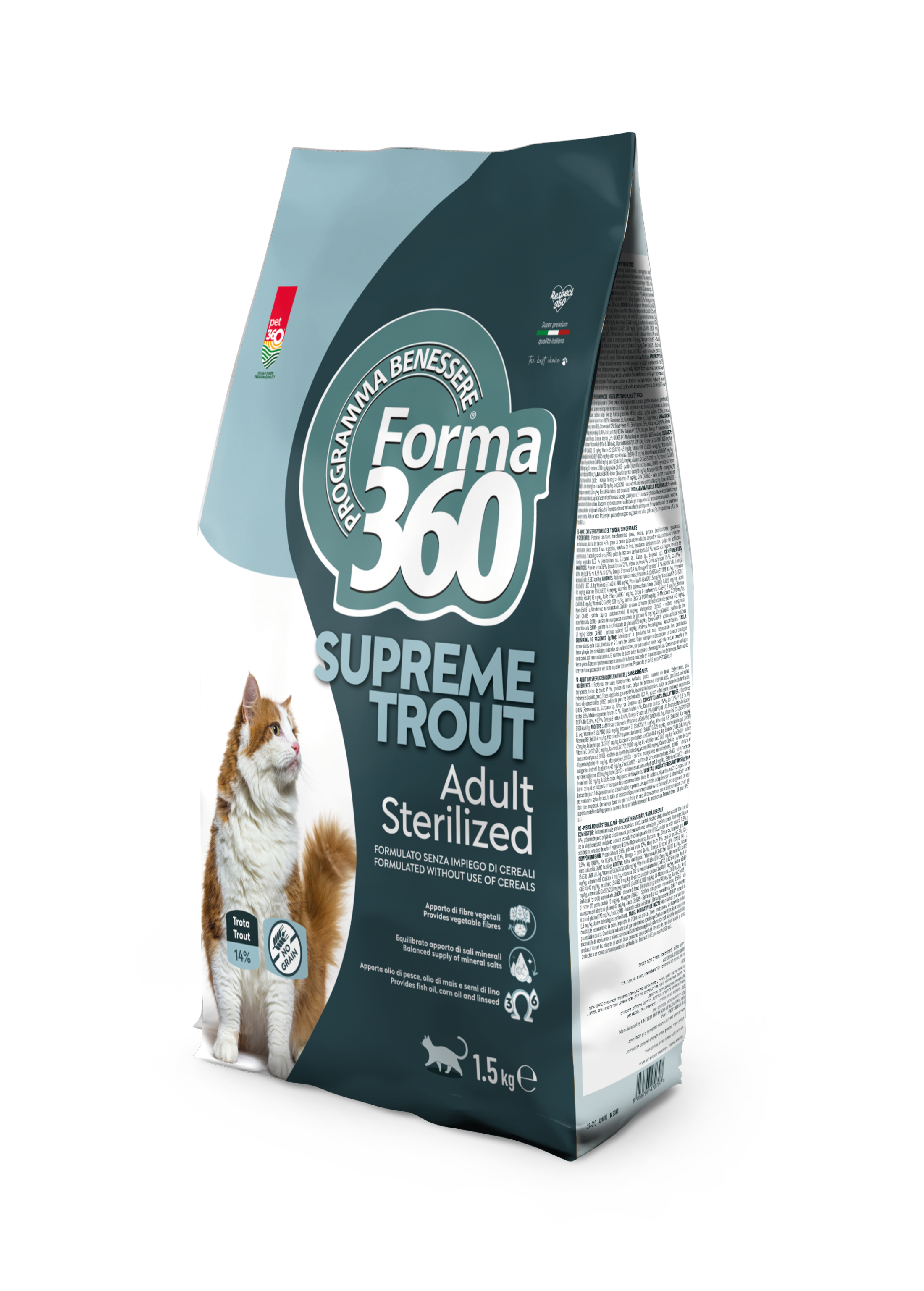 Forma360 Полнорационный беззерновой корм для взрослых стерилизованных кошек (форель) 1,5кг