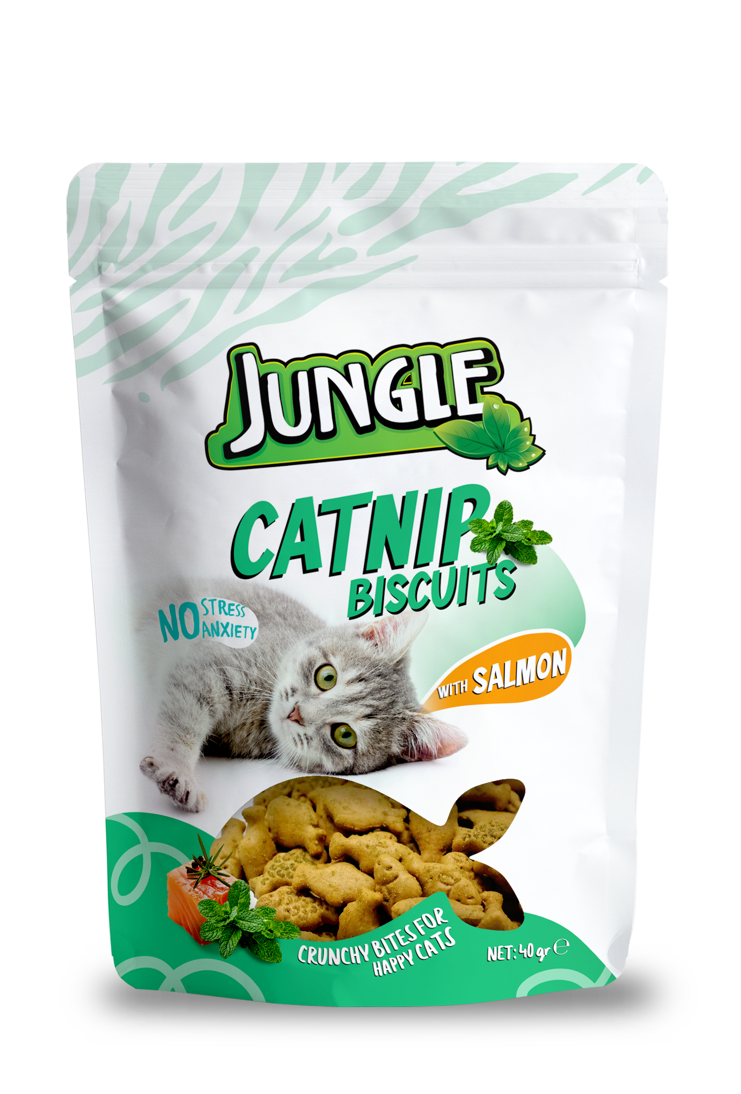 JUNGLE Печенье хрустящее для кошек (лосось и кошачья мята) 150г